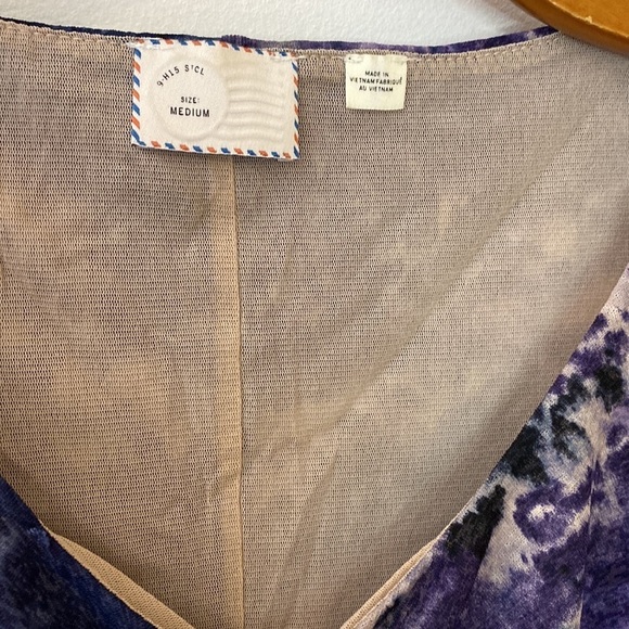 Anthropologie Postmark Y2K Watercolor Ruched Mesh on Mesh Peplum Top - Picture 11 of 12